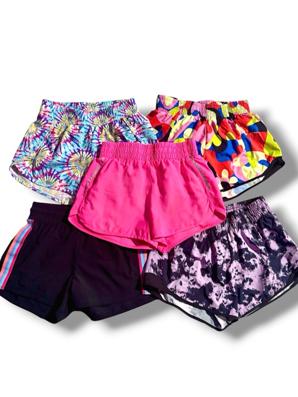 Kids Girls Active Athletic Gym Pull On Shorts 5pc Set Sz Large 10/12 Bundle Lot